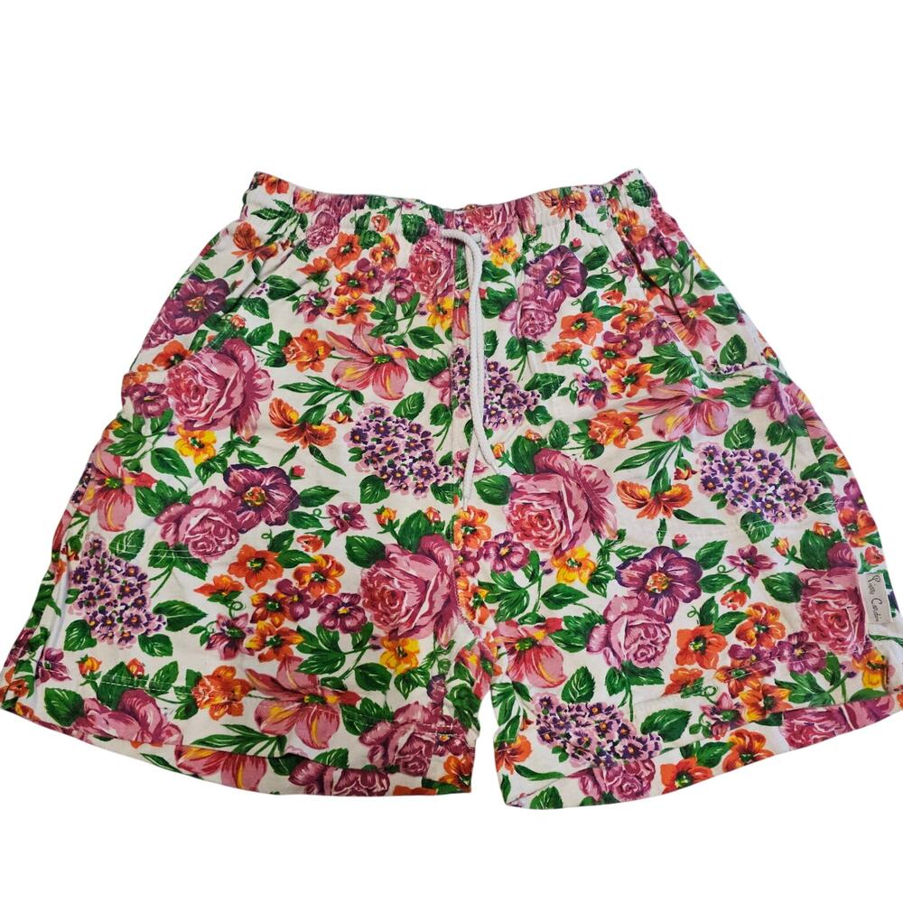 Vintage Pierre Cardin Floral Bermuda Shorts High Waist Women's L 3408